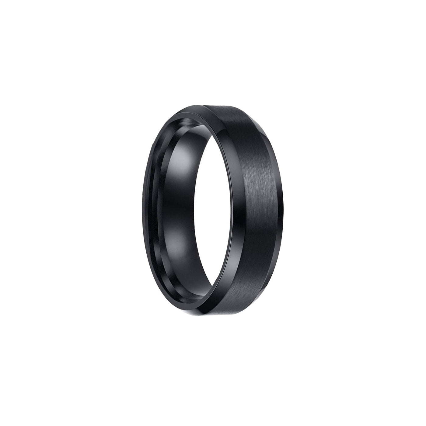 Brushed black steel ring 6mm