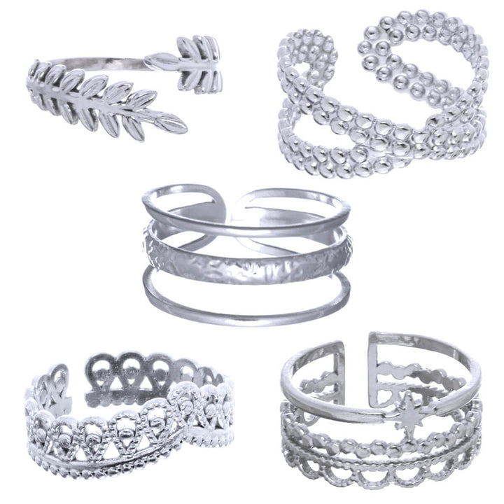 Adjustable rings (316L steel) 5-piece set