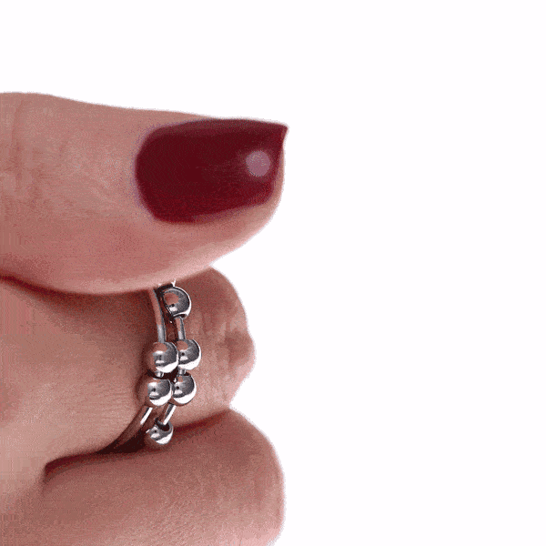 Rotating beads antistress ring with two threads (Steel 316L)