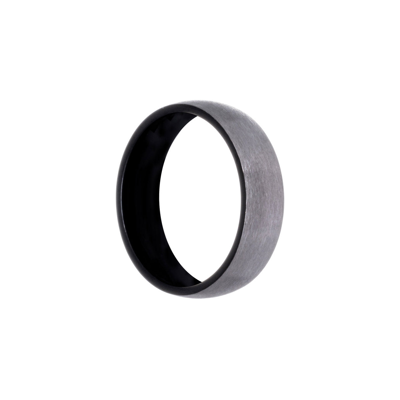 Brushed steel ring 6mm black galvanized inside (Steel 316L)