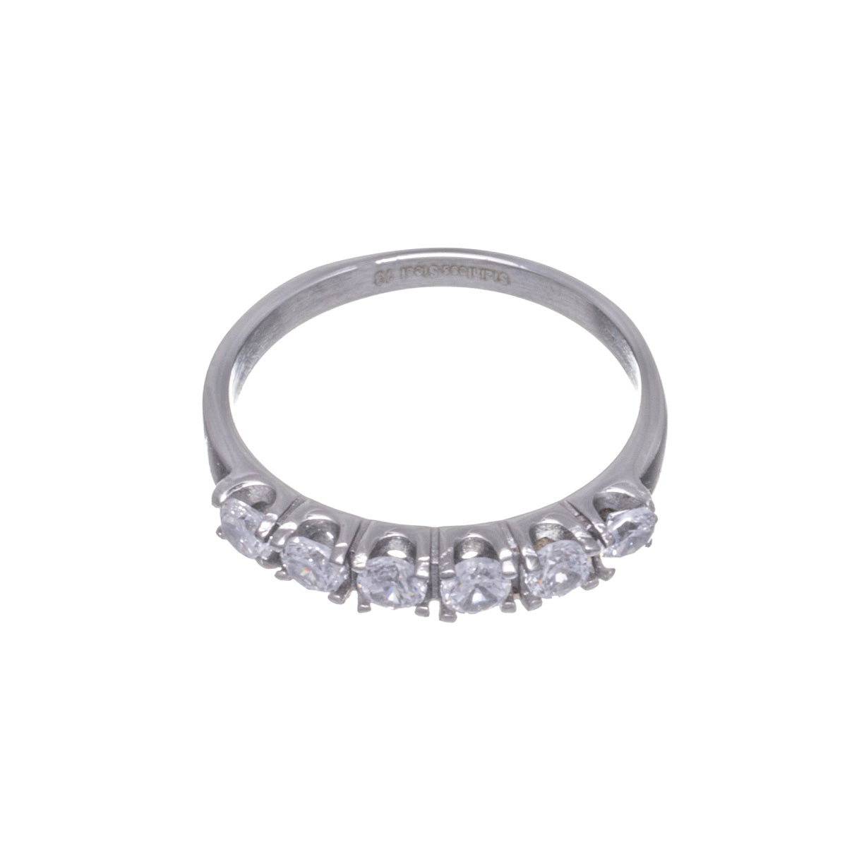 Zirconia steel ring with 6 zirconia stones in a row (Steel 316L)