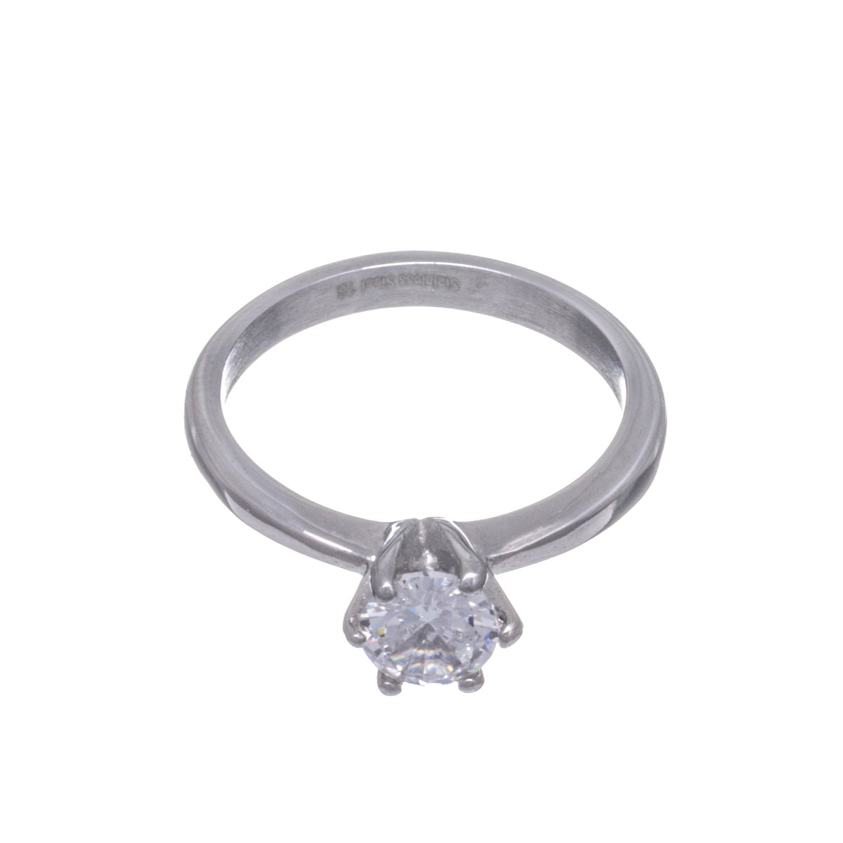 Solitaire ring with one zirconia stone steel ring (Steel 316L)