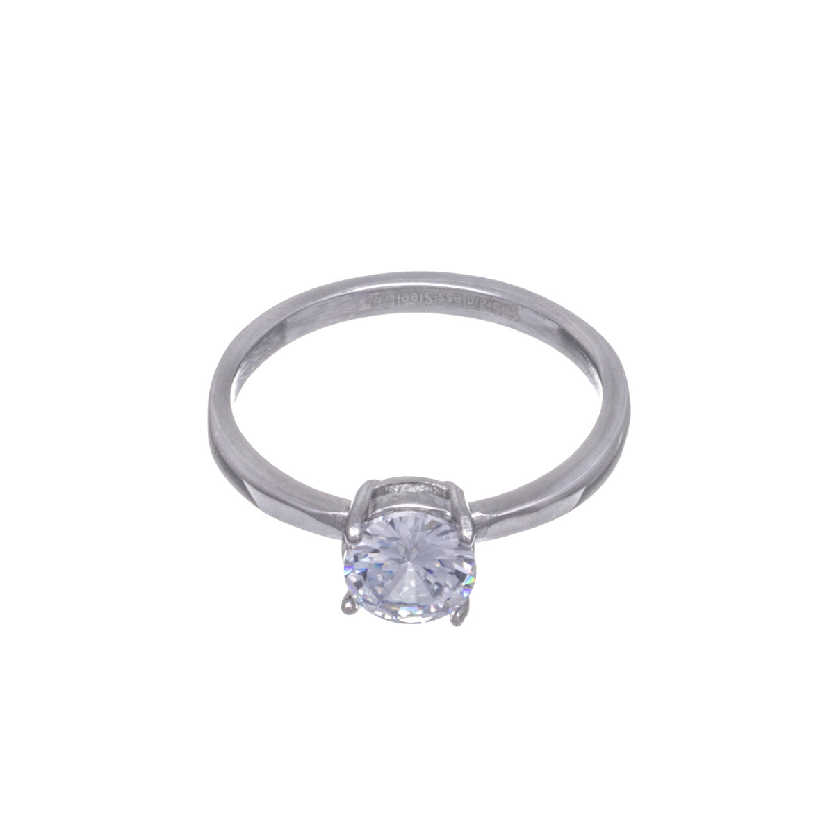 Ring with one zirconia stone steel ring (Steel 316L)