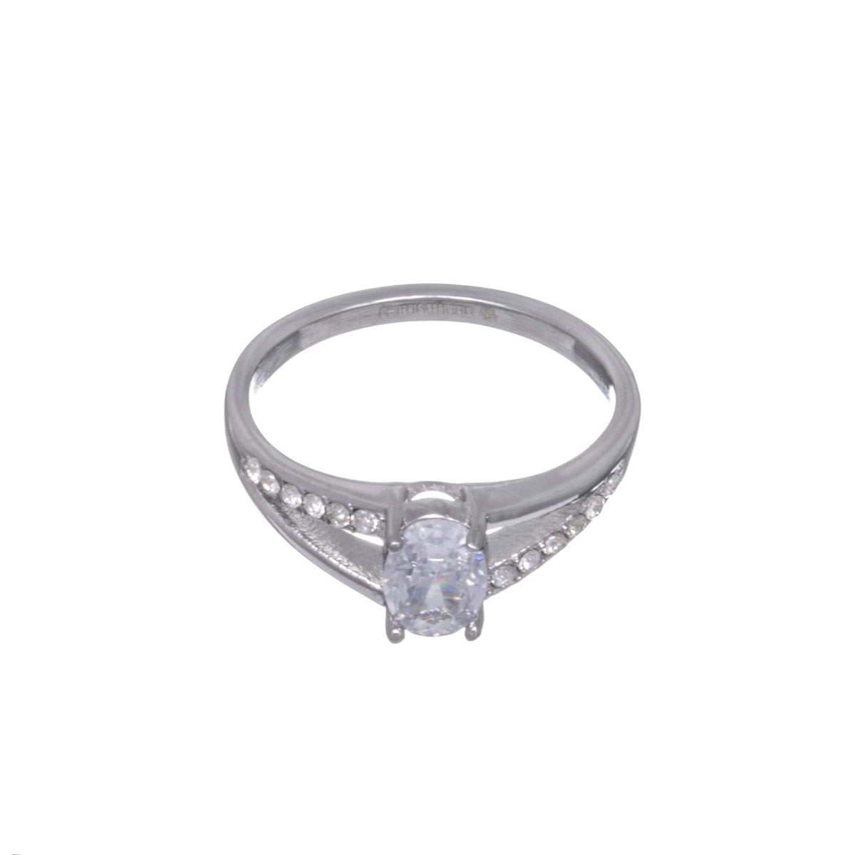 Oval zirconia ring steel ring (Steel 316L)