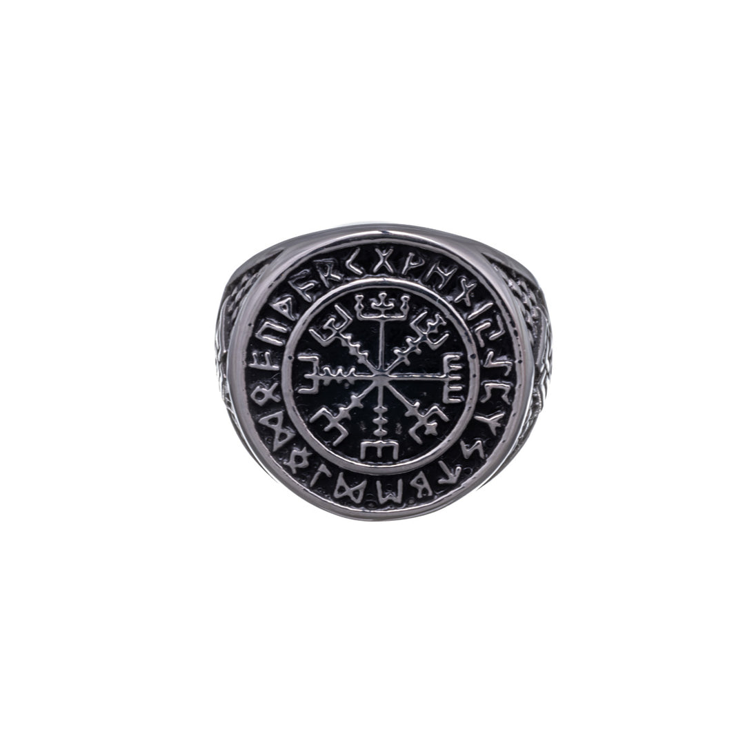 Vegvisir white metal heel ring (Steel 316L)