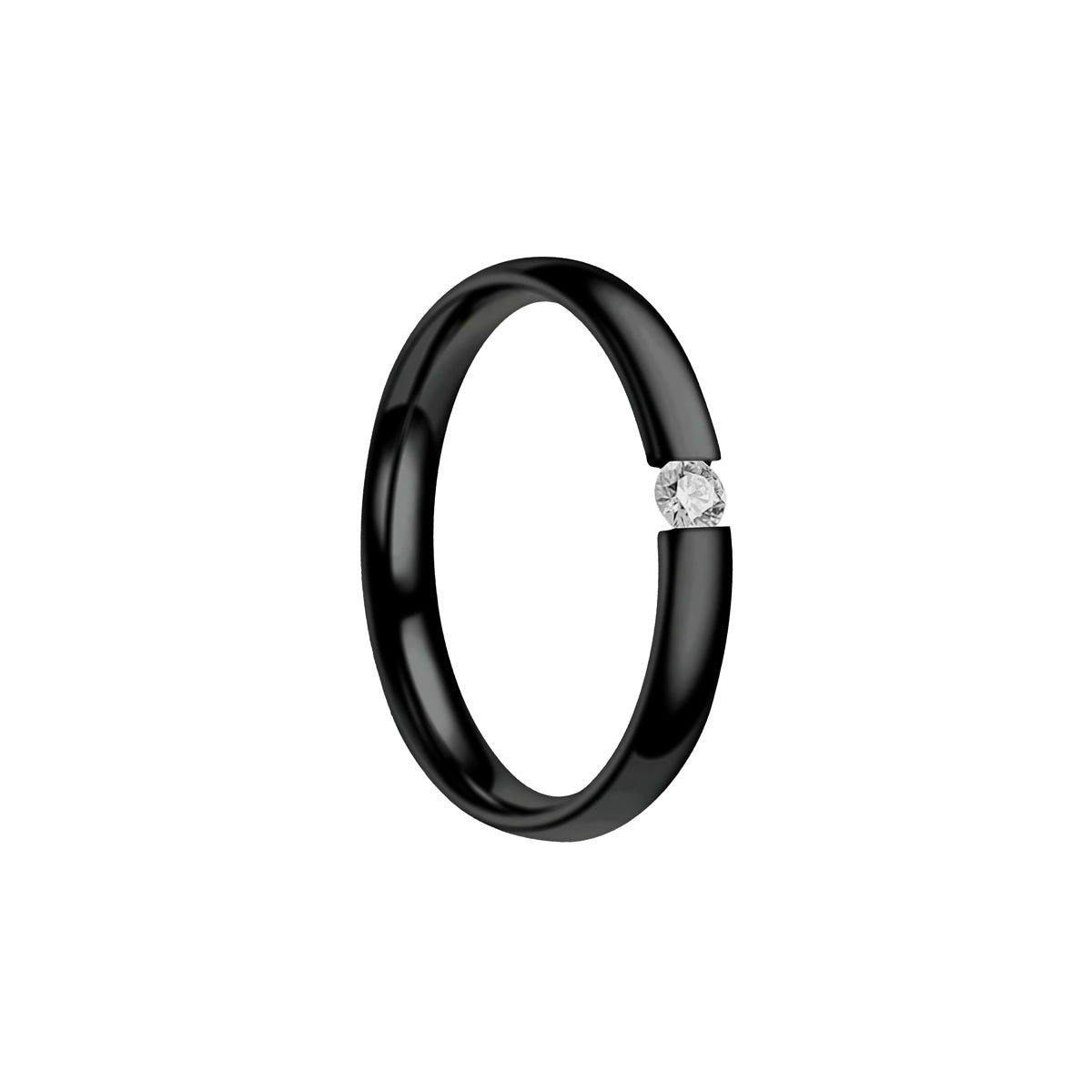 Smal svart ring med zirkonia-sten 3mm (Stål 316L)