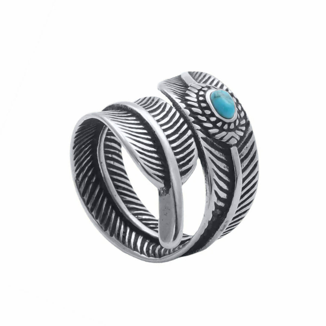 Rotating clasp ring with turquoise stone (Steel 316L)