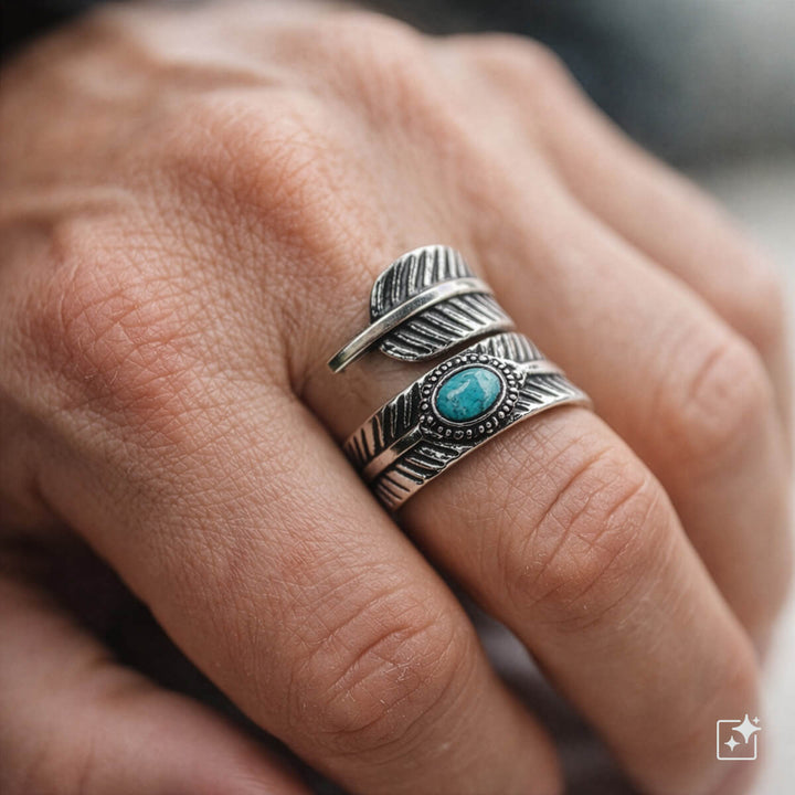 Ring med roterande spänne och turkos sten (Stål 316L)