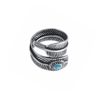Rotating clasp ring with turquoise stone (Steel 316L)