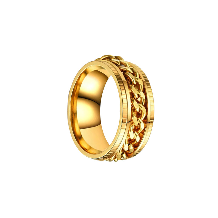 Gold plated rotating chain ring spinner (Steel 316L)