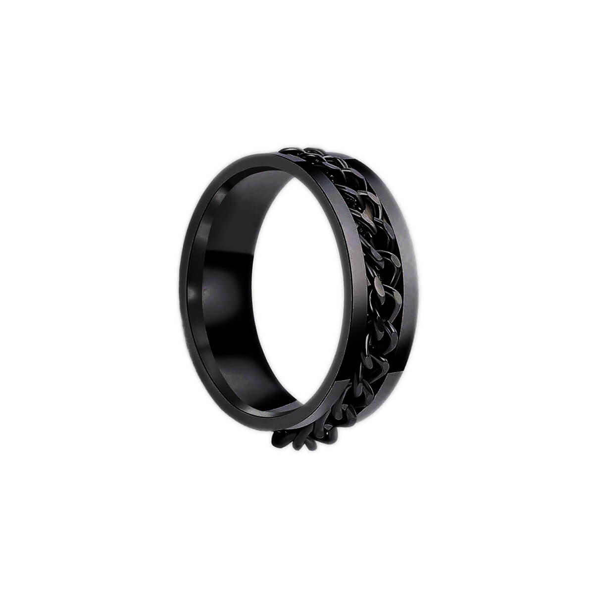 Black rotating chain ring spinner (Steel 316L)