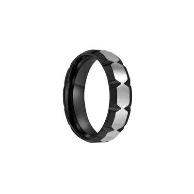 Chamfered edge v-shaped black ring (Steel 316L)
