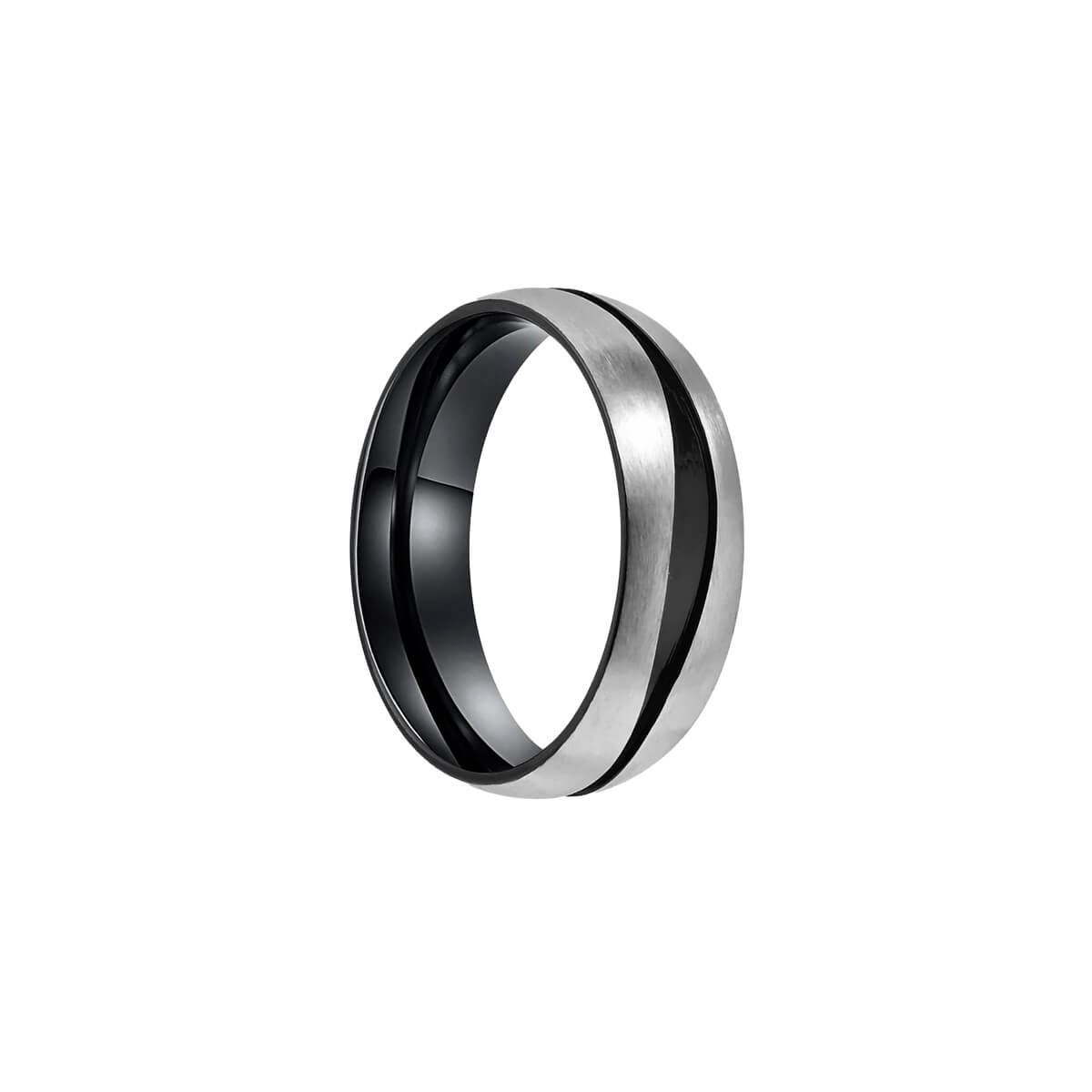 Vågig svart räfflad ring av borstat stål (stål 316L)