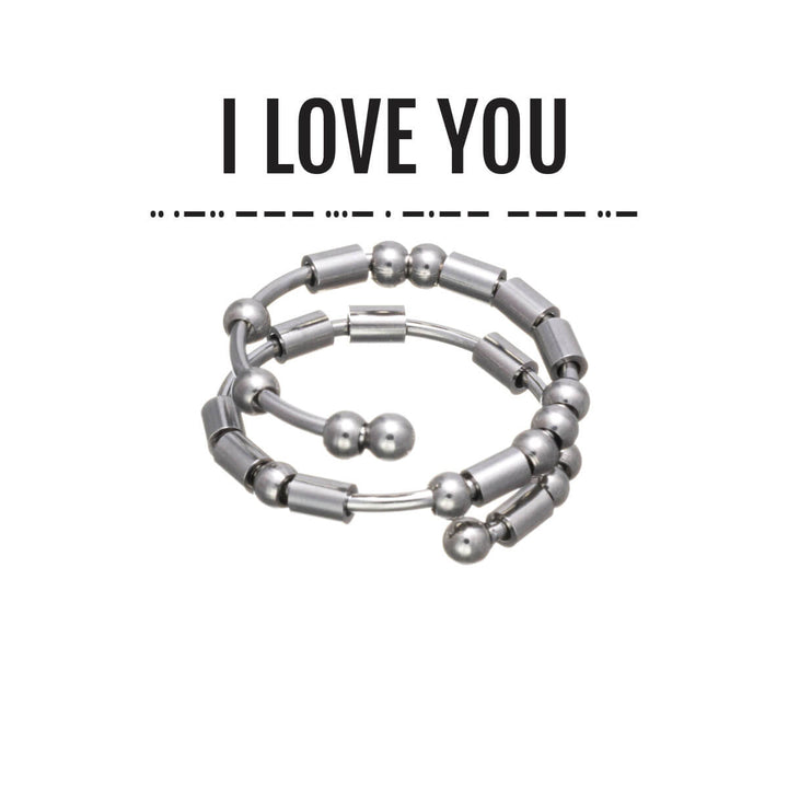 I LOVE YOU morsekod anti-stress ring (Stål 316L)