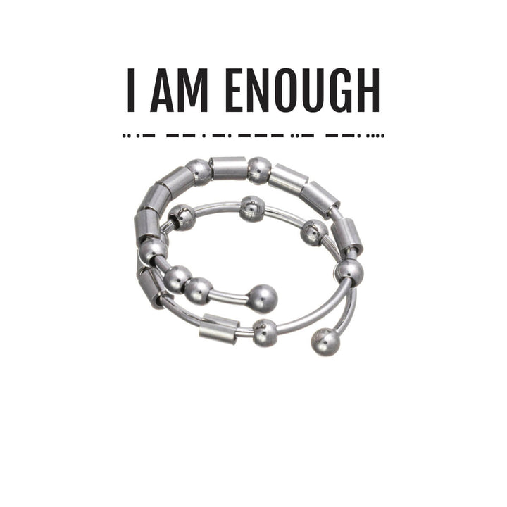 I AM ENOUGH morsekod antistressring (Stål 316L)