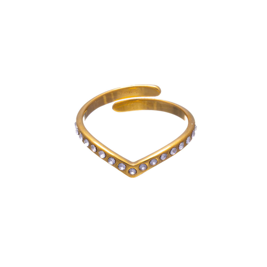 Stone V ring adjustable size (Steel 316L)