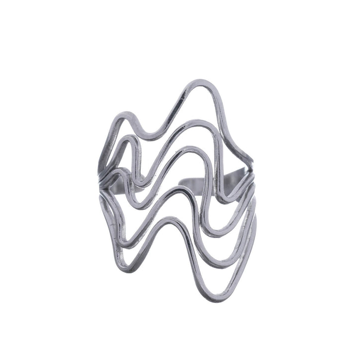 Multi-row wide wavy ring, adjustable (316L steel)