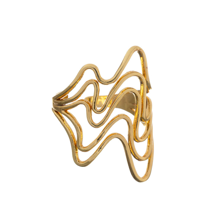 Multi-row wide wavy ring, adjustable (316L steel)