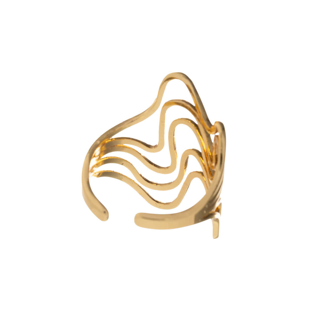Multi-row wide wavy ring, adjustable (316L steel)