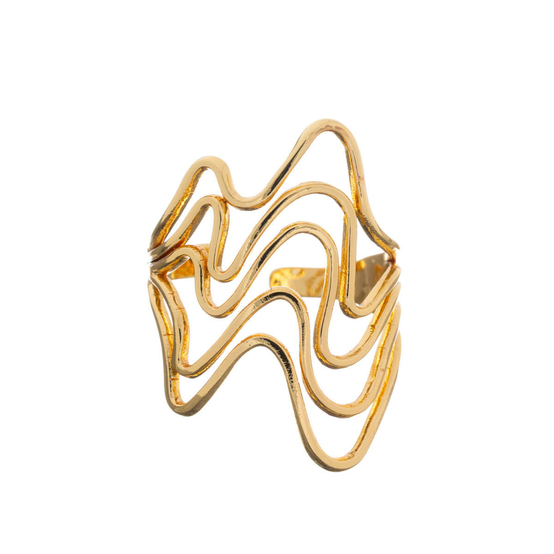 Multi-row wide wavy ring, adjustable (316L steel)