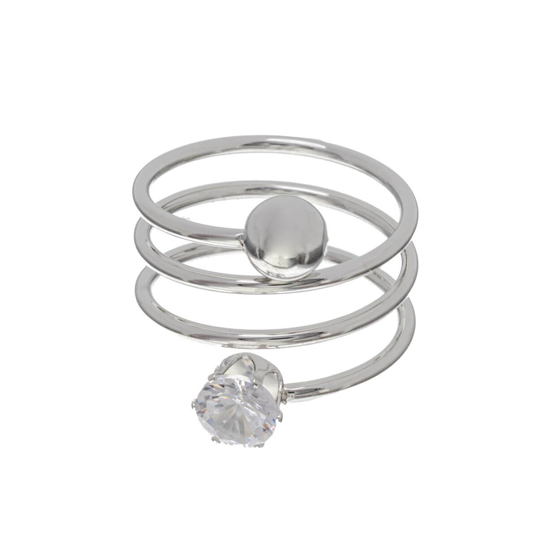 Multi-row twisted ring with stone (Steel 316L)