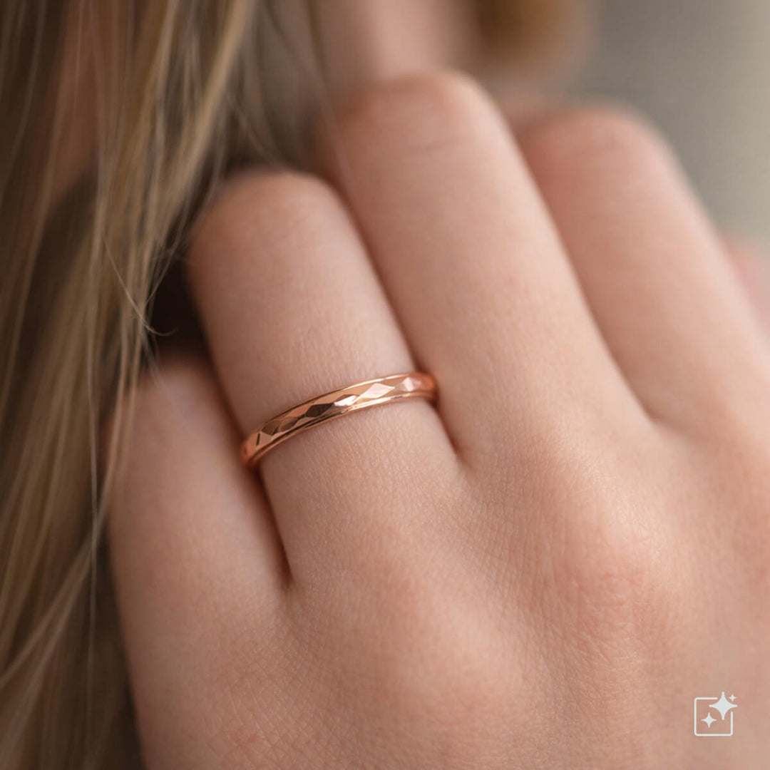 Rose gold narrow beveled stress ring Spinner 3mm (Steel 316L)