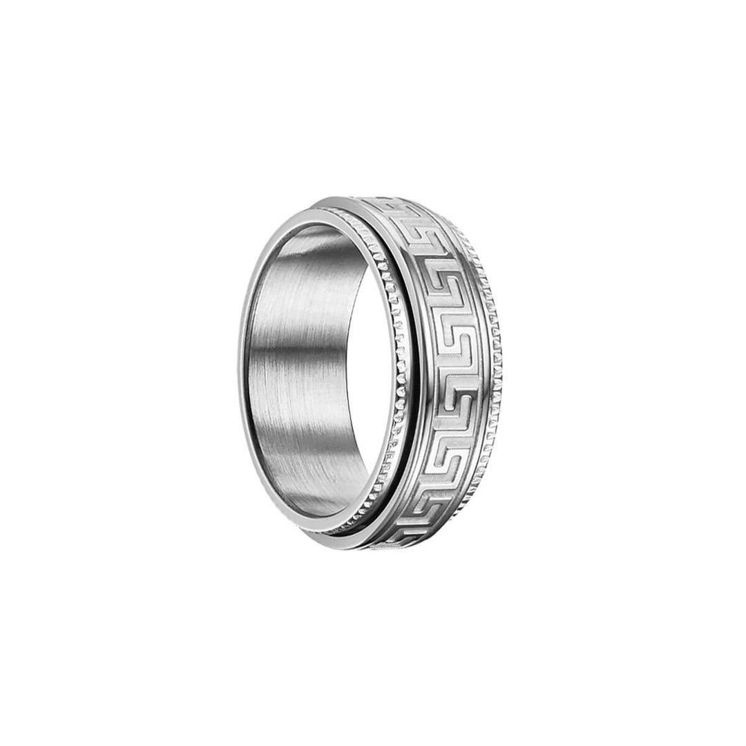 Wide Greek key pattern stress ring 8mm Spinner (Steel 316L)