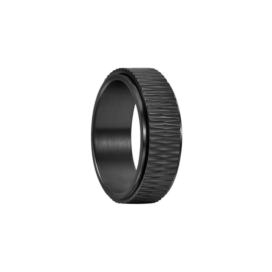 Black wide grooved stress ring 8mm Spinner (Steel 316L)