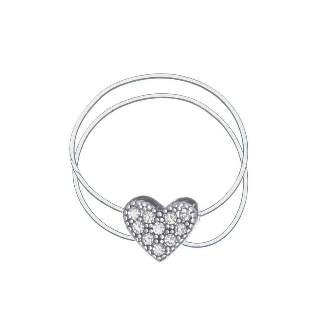 Flexible steel toe ring with a heart-shaped glass stone (316L steel)