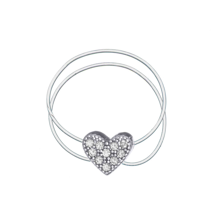 Flexible steel toe ring with a heart-shaped glass stone (316L steel)