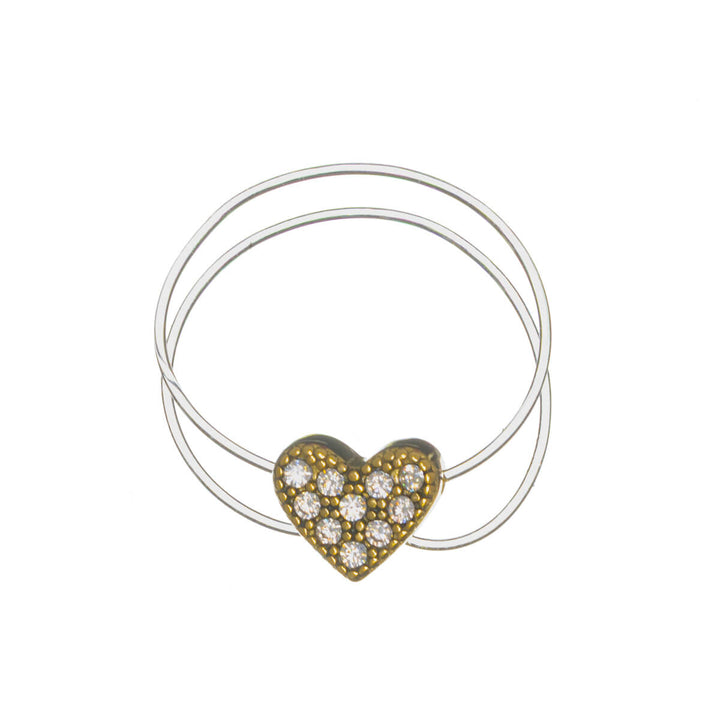Flexible steel toe ring with a heart-shaped glass stone (316L steel)