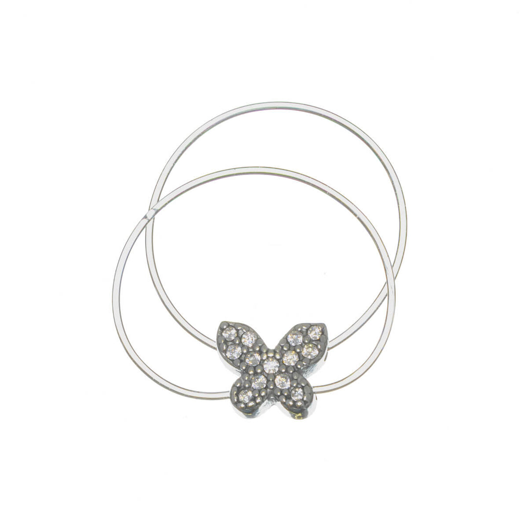 Flexible steel toe ring with butterfly-shaped glass stones (316L steel)
