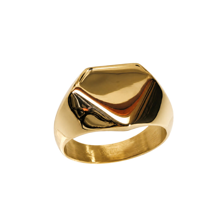 Gold band ring with square diamond cut (316L stainless steel)