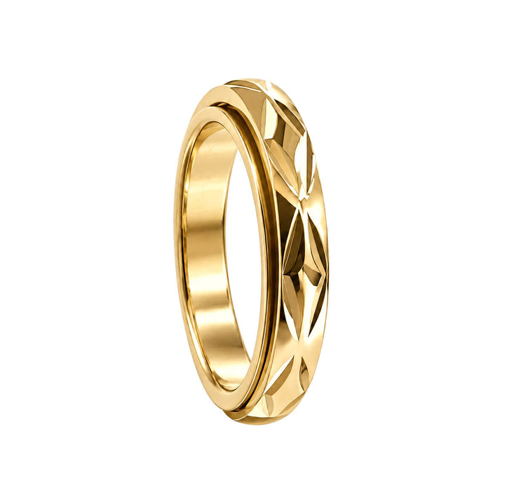 Guldfärgad, fasettslipad, roterande antistressring, 4 mm (18K PVD-behandlat 316L-stål)