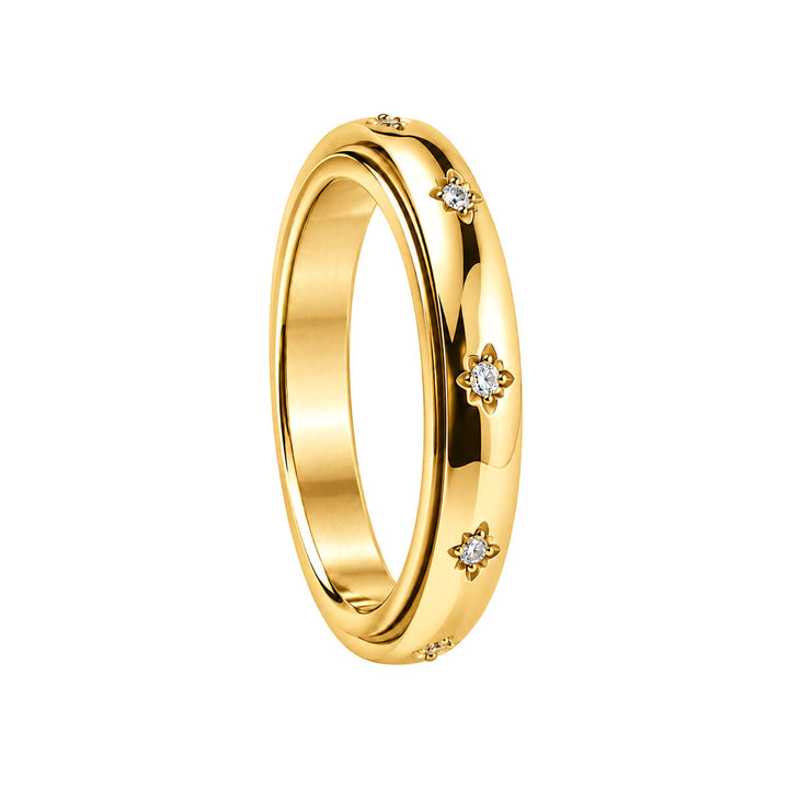 4 mm Rotating Anti-Stress Ring with Gold Zirconia Accents (18K PVD-Coated 316L Stainless Steel)