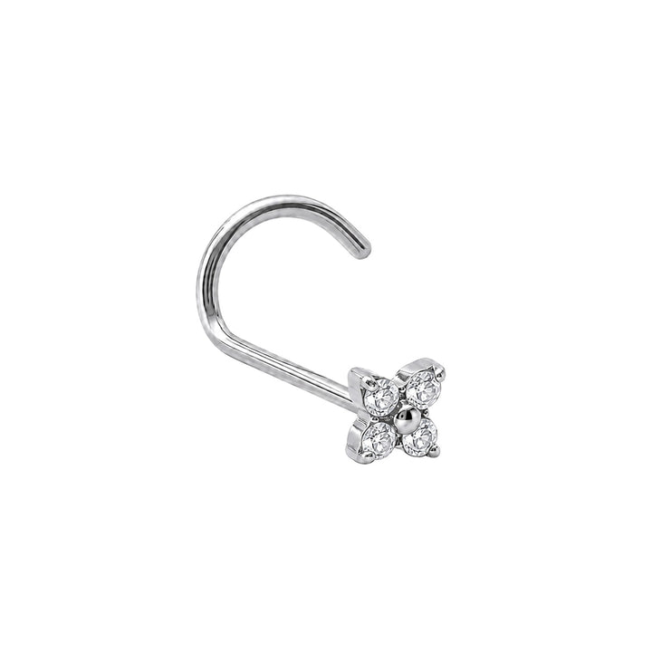 Liten spiralformad näsring med fyra zirkoner, 0,8 mm (Titan G23)