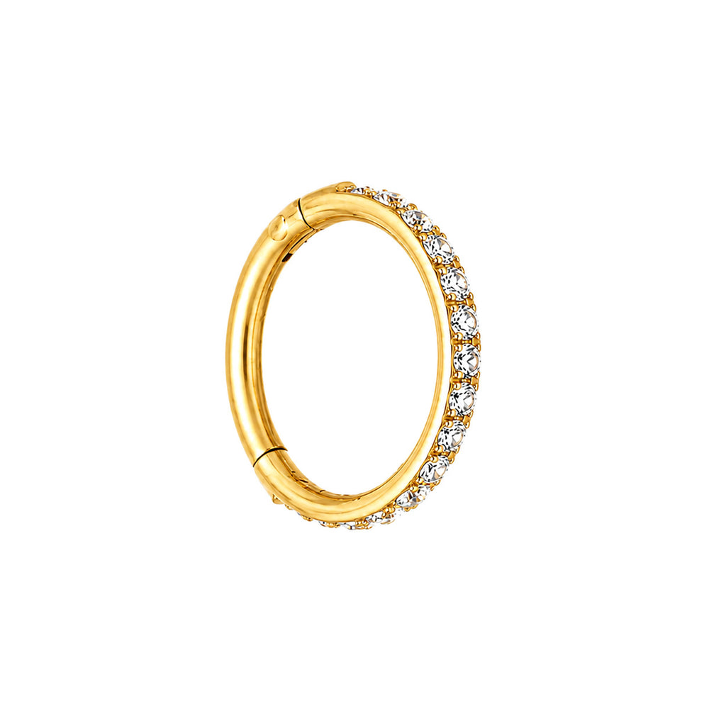 Gold-plated segment ring with CZ stones, 1.2mm (PVD Titanium G23) - Ninja.fi