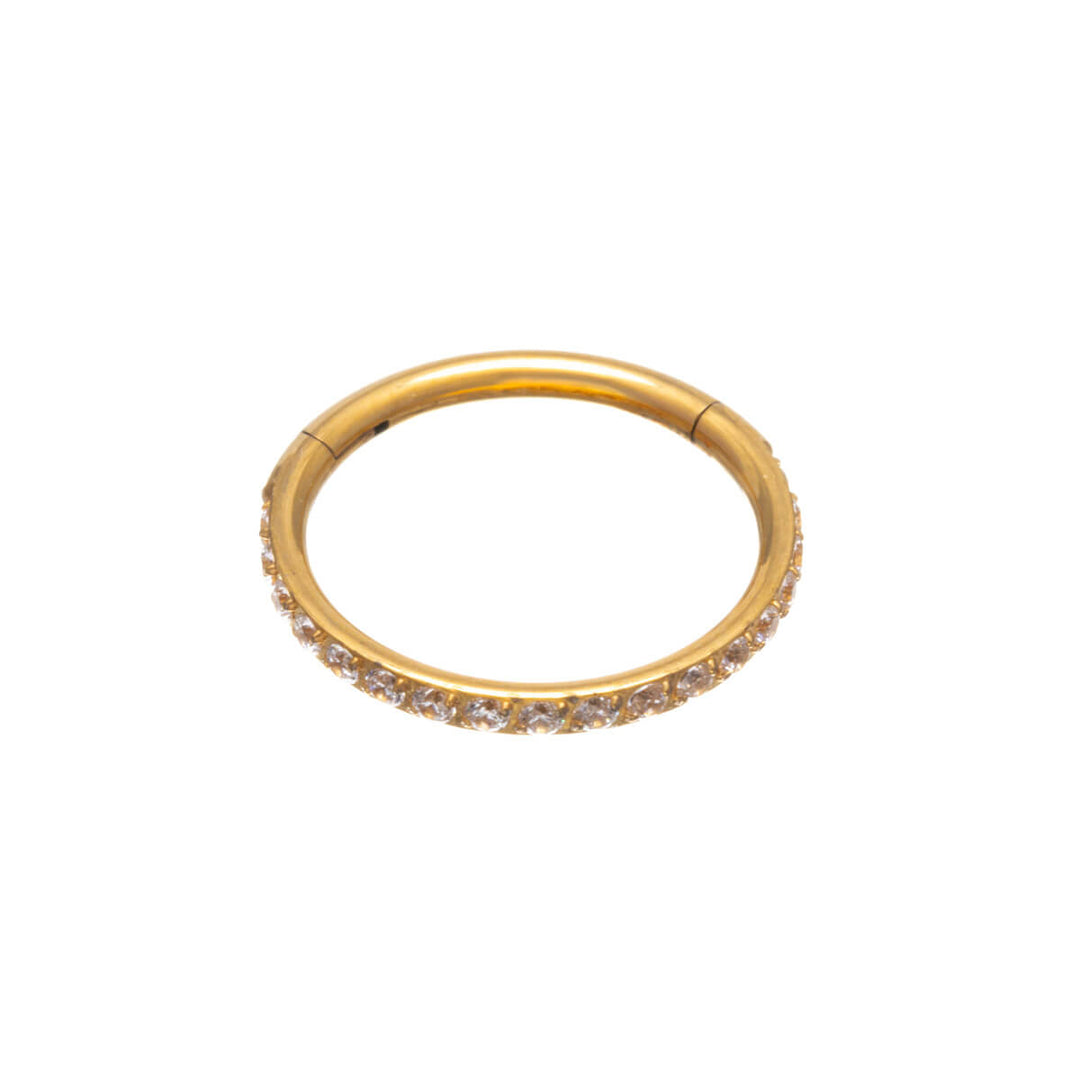 Gold plated segment ring CZ pebble clicker 1.2mm (PVD Titanium G23)