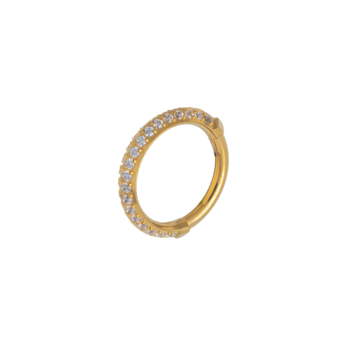 Gold plated zirconia stoned segment ring 1.2mm (PVD Titanium G23)