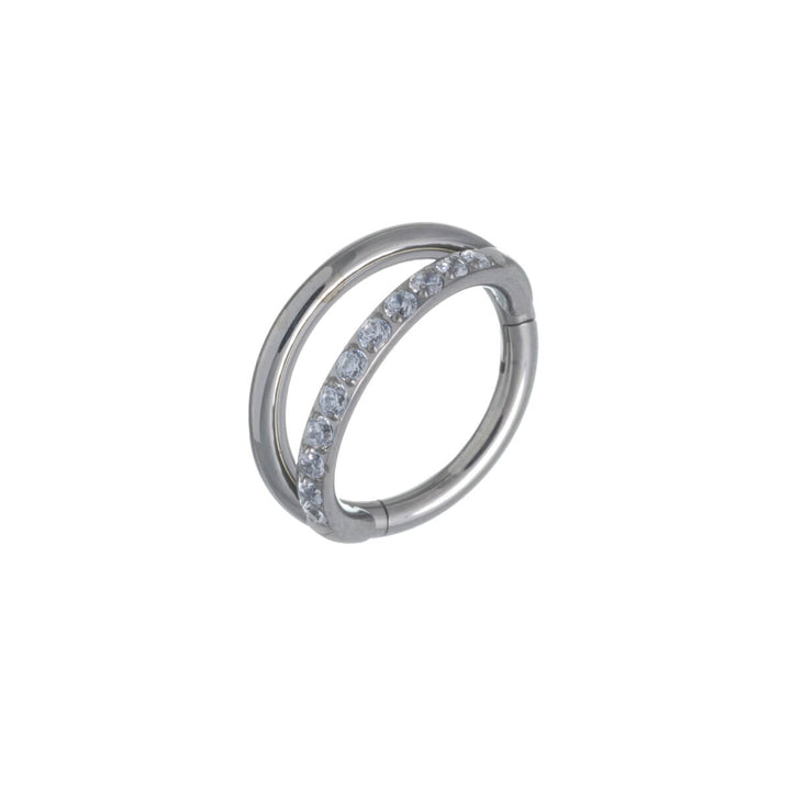 Double row stony segment ring clicker 1.2mm (Titanium G23)