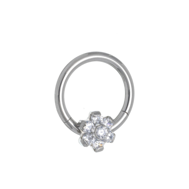 Zirkonia blomma segment ring klicker 1,2mm (Titan G23)