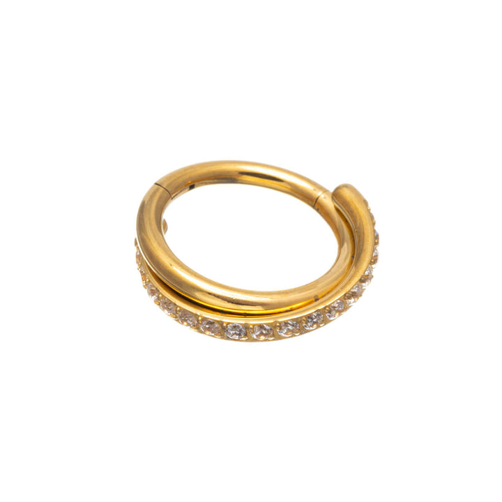 Twisted zirconia clicker golden Piercing Rings 1.2mm (Titanium G23)