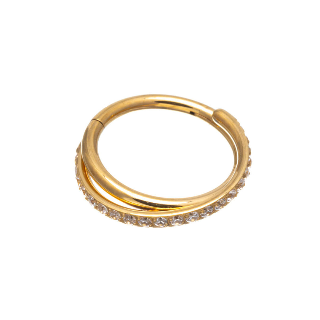 Twisted zirconia clicker golden Piercing Rings 1.2mm (Titanium G23)