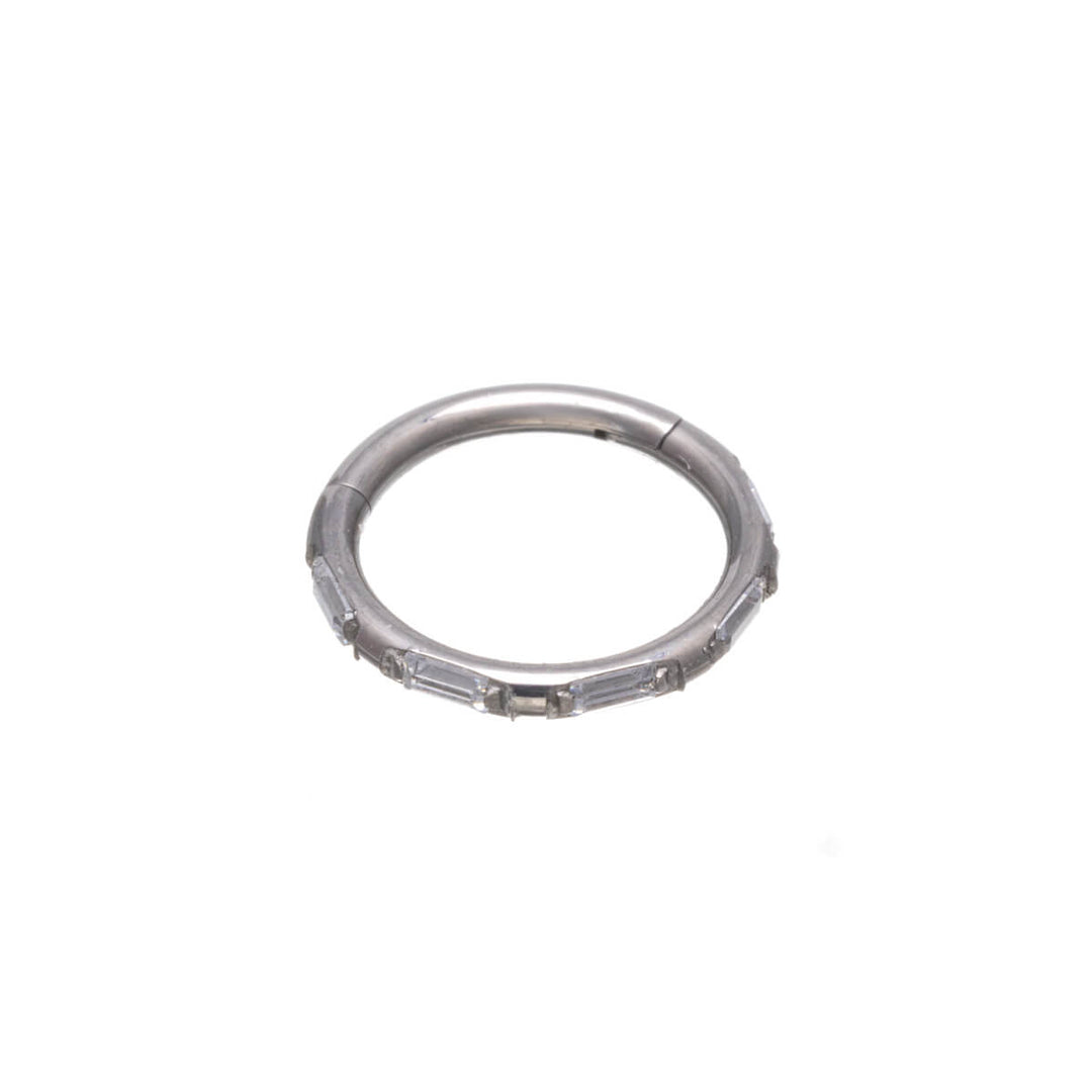 Zirkonia klicker fyrkantiga stenar piercingring 1,2mm (Titan G23)