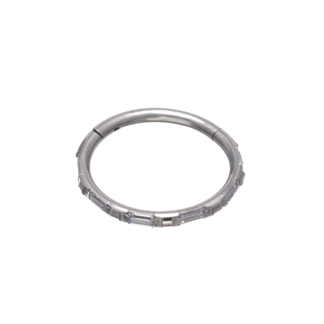 Zirkonia klicker fyrkantiga stenar piercingring 1,2mm (Titan G23)