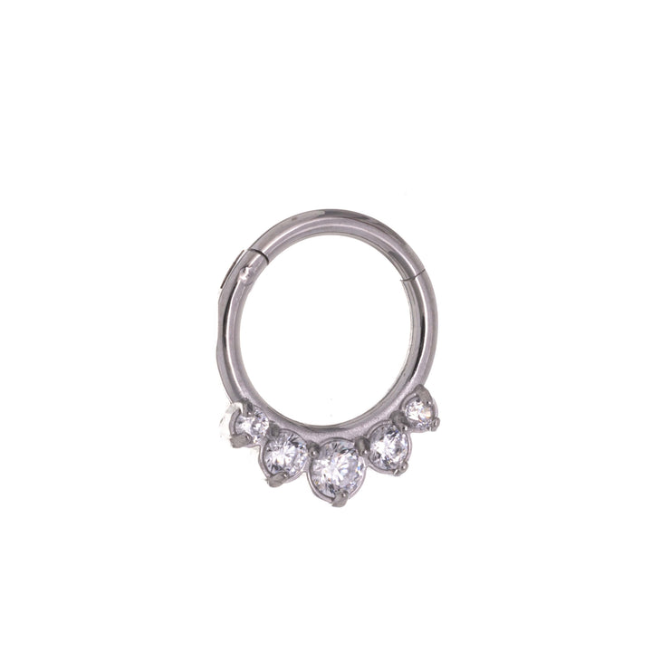 Fem zirkonia sten klicker piercingring 1,2mm (Stål 316L)