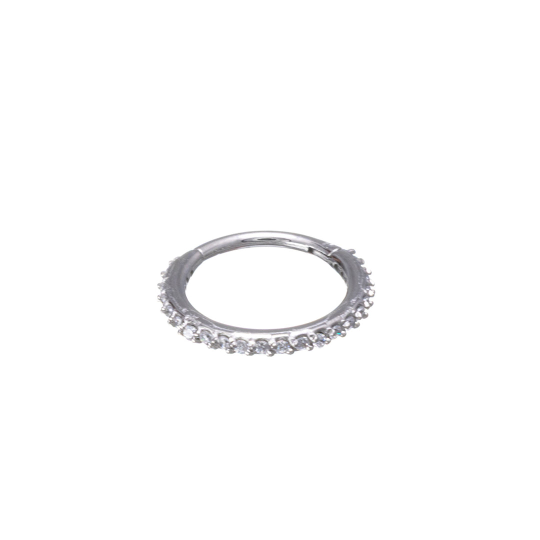 Zirconia stony segment ring pave clicker 1.2mm (Steel 316L)