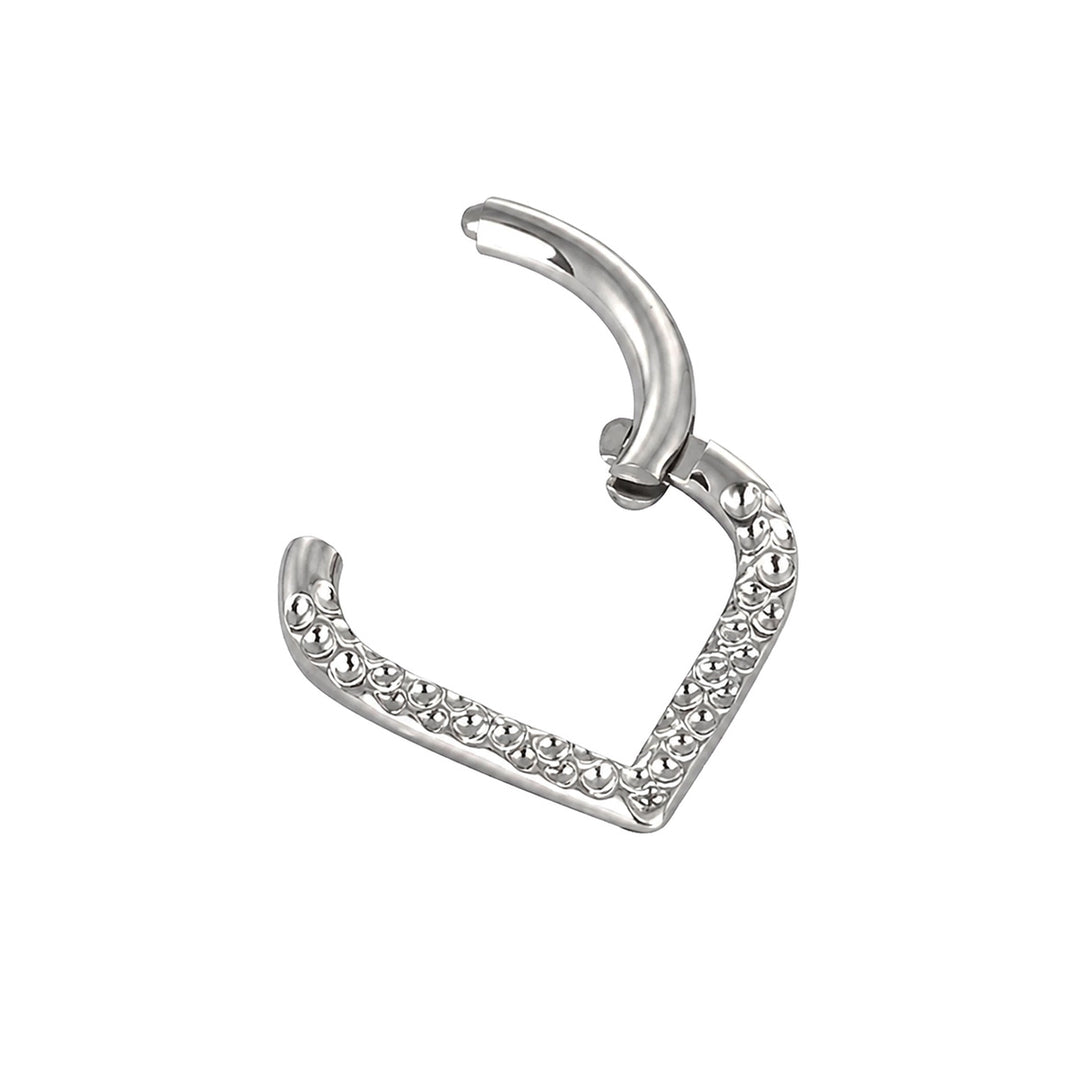V-shaped clicker ring with patterned surface 1.2 mm (Titanium G23)