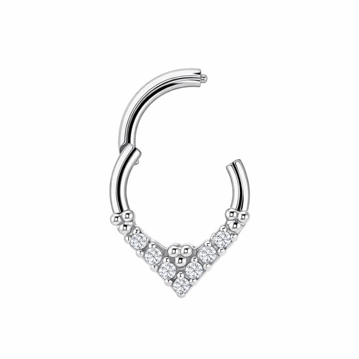 V-shaped zirconia clicker ring, 1.2 mm (316L surgical steel)