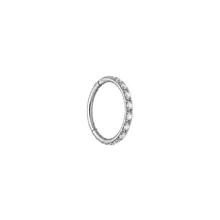 Tunn titan-clicker-genomborrningsring med zirkonia-stenar, 0,8 mm (Titan G23)